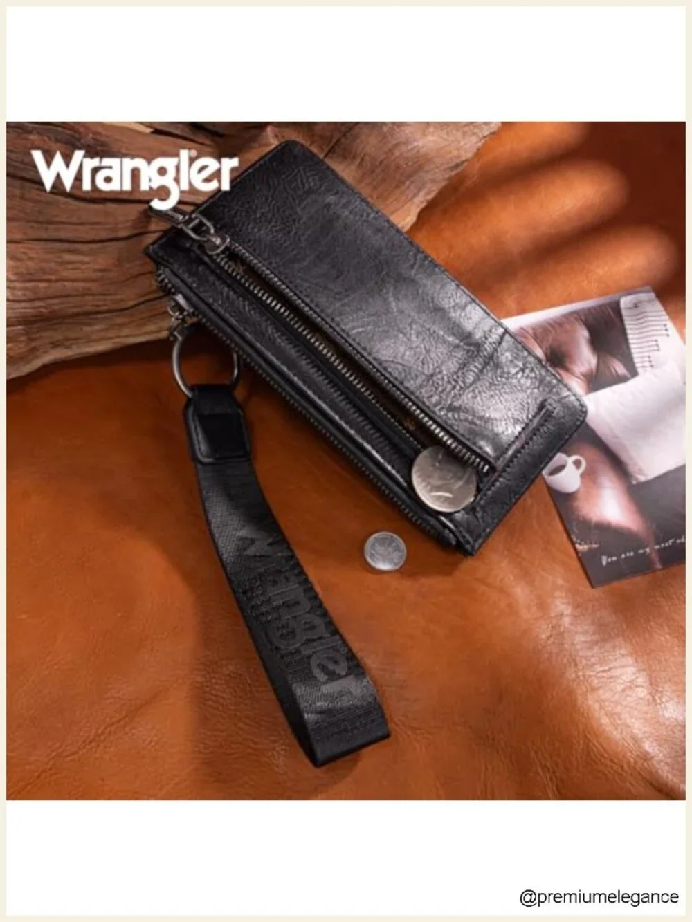 Western Wristlet Wallet with RFID Blocking, Faux Leather, 10 Card Slots
